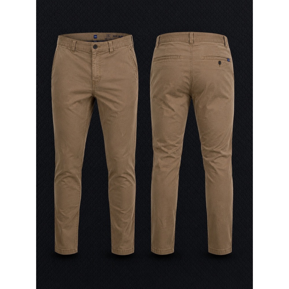 George Men's Slim Fit Khaki Chino Pants 38x30 Tan Casual Cotton Blend